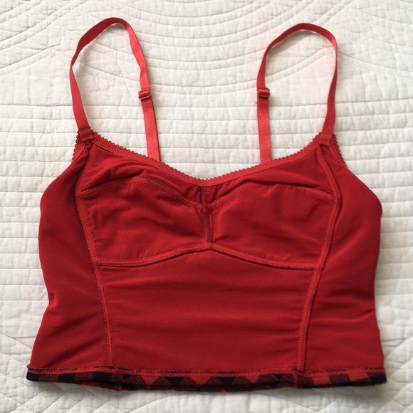 Free People Bustier Plaid Crop Top Black Red XS - Picture 4 of 12